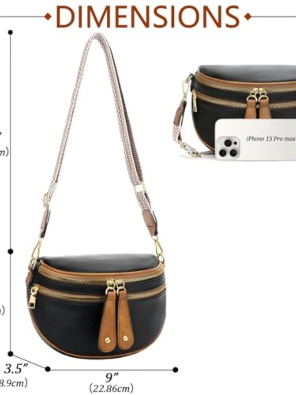 Vegan Leather Crossbody Sling Bag Adjustable Strap Chest Bag